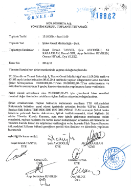 15.10.2014 Yönetim Kurulu Toplantı Tutanağı