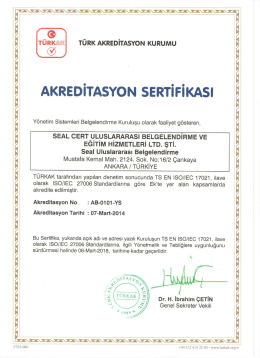 TURKAK Akreditasyon Sertifikası