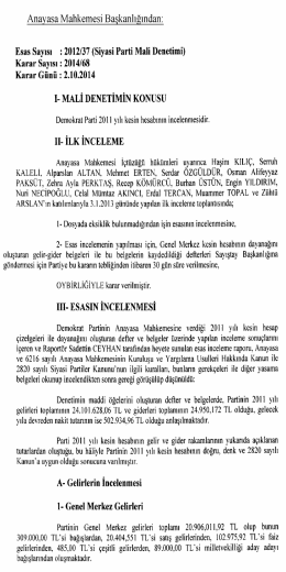 2012/37 (Siyasi Parti Mali Denetimi), K: 2014