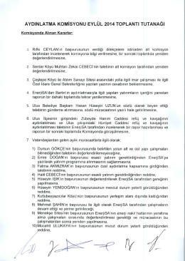 Bartın Valiliği Komisyon Kararları (Eyl&uuml;l 2014)