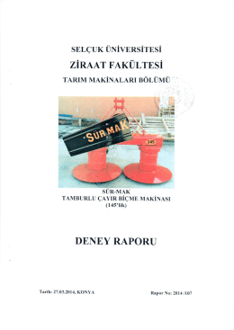 tamburlu çayır biçme makinası 145lik deney raporu