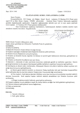 Olağan Genel Kurul Toplantısına &Ccedil;ağrı