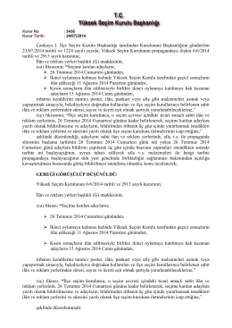 Yüksek Seçim Kurulunun 6/6/2014 tarihli ve 2913 sayılı kararının