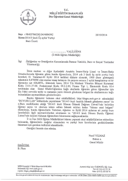 2014/3 üncü Üç Aylık Yurtiçi Burs Ücreti