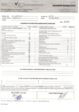 ğğz _ ,_ aiaeaiiiııeiisıaiasit ASANSÖR BAKIM FÖYÜ