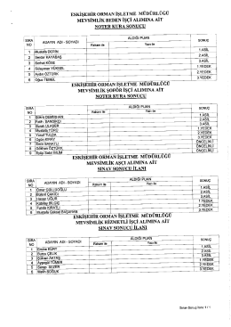 liste - Eskişehir Orman Bölge Müdürlüğü