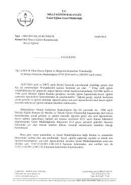 Bakanlığımız Temel Eğitim Genel M&uuml;d&uuml;rl&uuml;ğ&uuml;&acute;n&uuml;n Okul &Ouml;ncesi