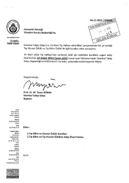 &iacute;şTANBUL tABıP onAsı - T&uuml;rk Hematoloji Derneği