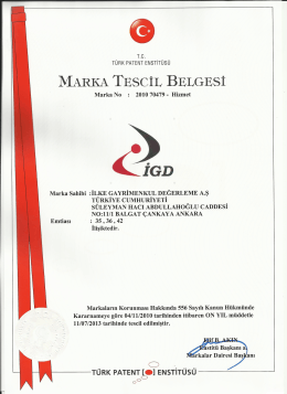 IGD Marka Tescil Belgesi - İlke Gayrimenkul Değerleme A.Ş.