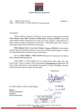 TUBA-GEBIP ve TUBA-TECEP,2015 Başavuruları Hakkında
