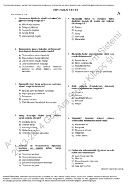 AÖF Diplomasi Tarih | 2014 Ara Sınav İNDİR