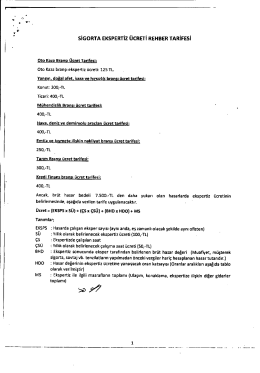 2013 yılı Sigorta Ekspertiz &Uuml;creti Rehber Tarifesi