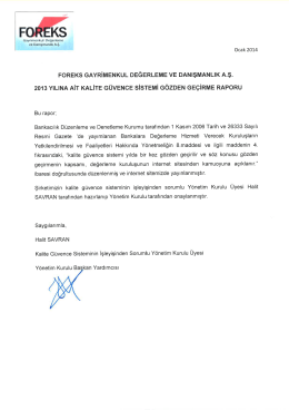 2013 yılına ait kalite g&uuml;vence sistemi g&ouml;zden ge&ccedil;irme raporu