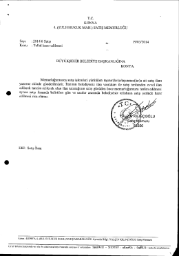 2014/6 Satış W, 19/03/2014 - Konya Büyükşehir Belediyesi