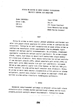 Atıksu &Ouml;n Arıtma Ve Deniz Deşarjı Tesislerinin Maliyeti &Uuml;zerine Bir