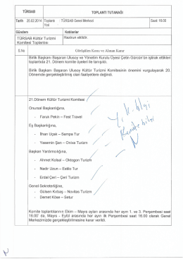 TÜRSAB ToPLANTı TUTANAĞI