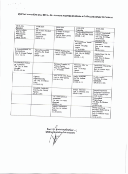 işLETME ANABİLİM DALI 2013 - 2014 BAHAR YARıYıLı DoKToRA