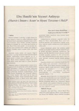 Ebu Hanife&deg;nin Siyaset Anlayışı