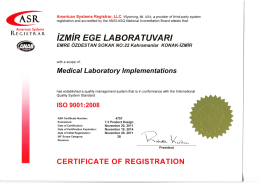 ISO 9001:2008 - izmir ege laboratuvarı