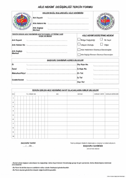 AİLE HEKİMİ DEĞİŞİKLİĞİ TERCİH FORMU