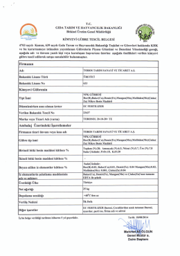 GIDA TARIM vı: HAvaivcıuK BAKANLIĞI Bitkisel &Uuml;mim