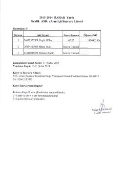 2013-2014 BAHAR Yarın Grafik ASD. (Alan i&ccedil;i) Başvuru Listesi