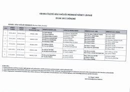 ARAKLı İLÇESİ AİLE sAĞLıĞı MERKEZİ NÖBET LİsTEsİ ocAK 2015