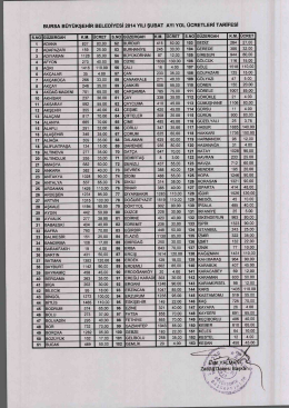 BURSA BÜYÜKŞEHİR BELEDİYESİ 2014 YıLı şuBAT AYI YoL