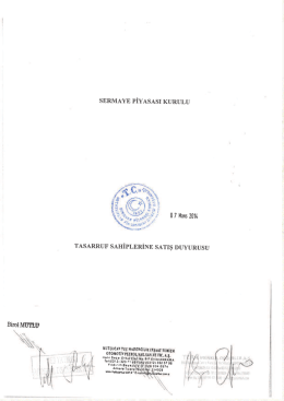 Tasarruf Sahiplerine Satış Duyurusu