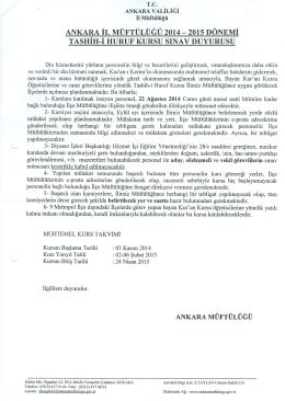 2015 DÖNEMİ TAsHİH-İ HURUF KURSU sINAV DUYURUSU