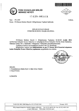 toplantıya katılım ve konaklama ücterlerini bildiren yazı