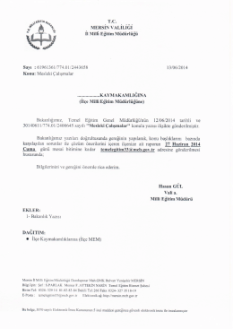 T.C. MERsıN vALıLıGı iı Mim Eğitim M&uuml;d&uuml;rl&uuml;ğ&uuml;