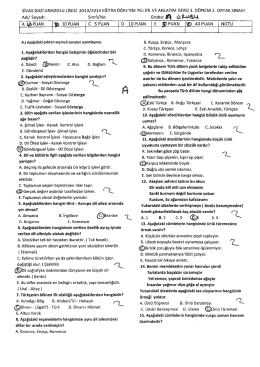 1. D&ouml;nem 2. ve 3. Yazılı