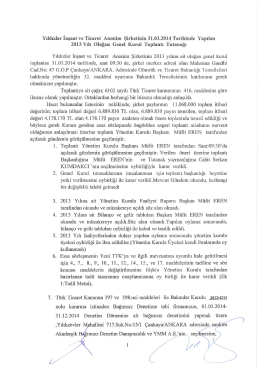 Yıldızlar İnşaat ve Ticaret Anonim Şirketinin 31.03.2014 Tarihinde