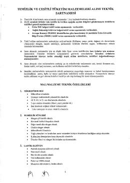 TEMİZLİK vE ÇEŞİTLİ TÜKETİM MALZEMELERİ ALIMI TEKNİK