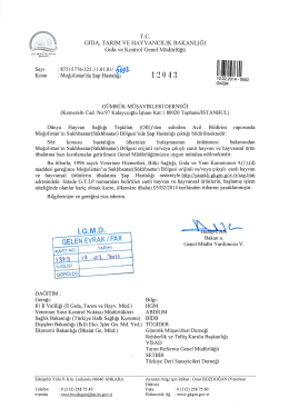 Gıda Tarım Hayvancılık Bakanlığı / Bazı Canlı Hayvan ve Hayvansal