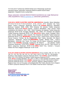18-19.02.2014 Tarihlerinde GEDİZ EDAŞ İzmir İl Müdürlüğü