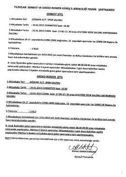 24.01.205 Yıldızlar Güreş İl Birinciliği