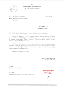 İlçe Milli Eğitim Müdürlüğü Yazısı