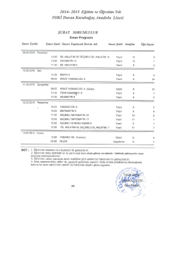 2014- 2015 Eğitim ve Öğretim Yılı TOKİ Duran Karabuğaş Anadolu