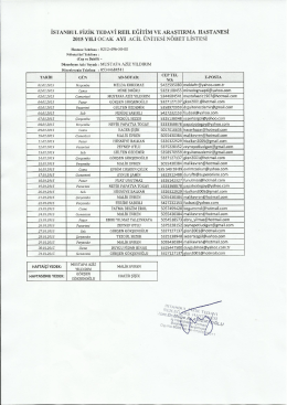 Acil &Uuml;nitesi N&ouml;bet Listesi - İstanbul Fizik Tedavi Rehabilitasyon