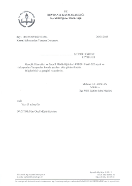 TC REYHANLI KAYMAKAMLIĞI İl&ccedil;e Milli Eğitim M&uuml;d&uuml;rl&uuml;ğ&uuml;