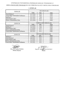 Kimya Teknolojileri Sınav Programı