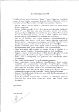 Bağımsızlık Beyanı - Çelebi Hava Servisi Yatırımcı İlişkileri