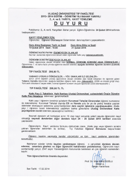 2013-2014 Eğitim-&Ouml;ğretim Yılı Bahar Yarıyılı 2.,4. ve6. Yarıyıl Kayıt