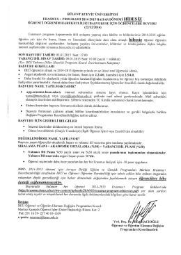 2014-2015 D&ouml;nemi &Ouml;ğrenci &Ouml;ğrenim Hareketliliği Başvurusu