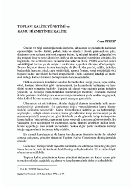 TOPLAM KALİTE YÖNETİMİ ve KAMU ııİzMETİNDE KALİTE