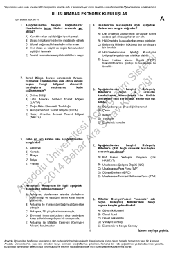 AÖF Uluslararası Ekonomik Kuruluşlar | 2014 Ara Sınav İNDİR
