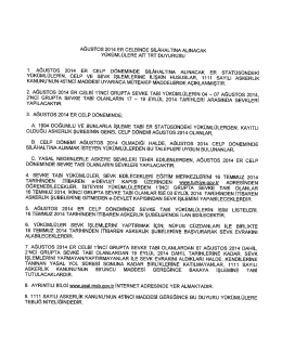 1.__ RĞUŞTOS 2014 ER cELP D&Ouml;NEMİNDE sIL&Aring;HALTINA