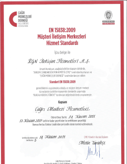 ASSOEIATION M&uuml;şteri Iletişim Merkezleri Hizmet Standardı